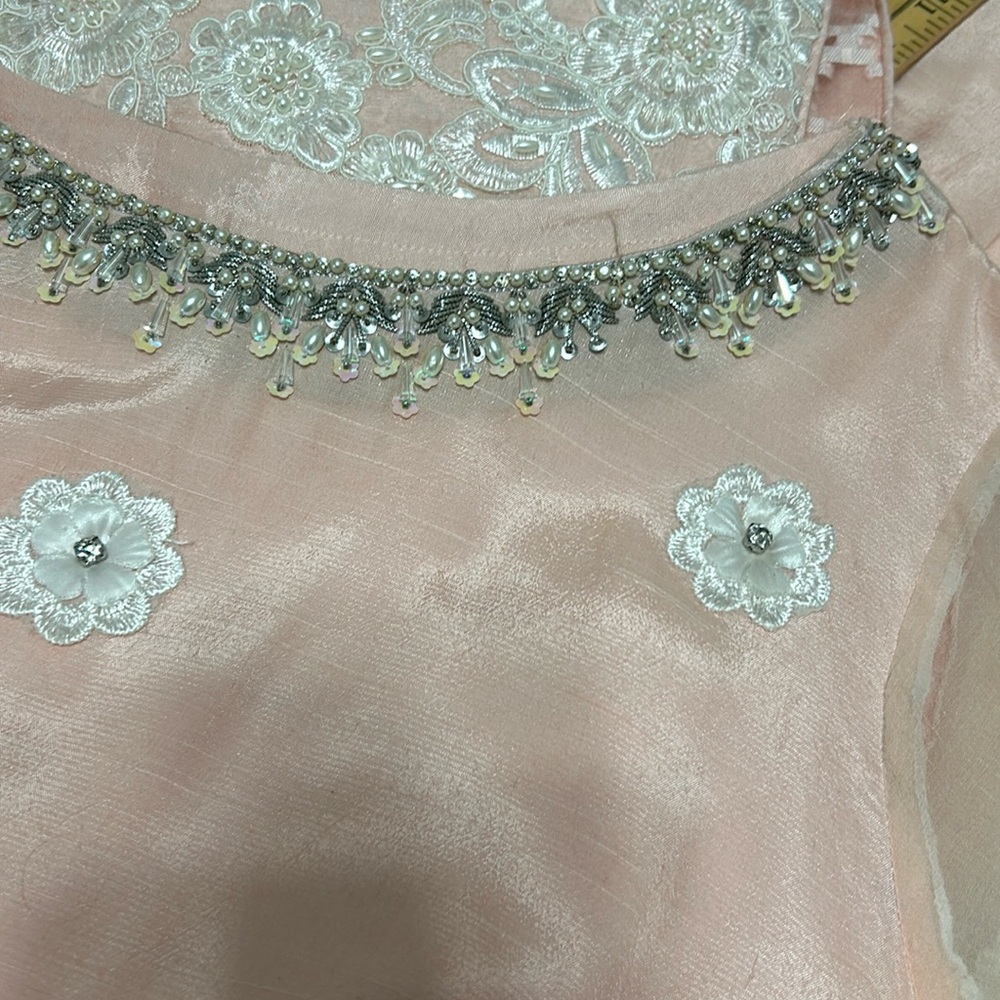 Shalwar kameez duppatta Indian Pakistani wear. Light pink white. Size M (40) - Picture 15 of 17